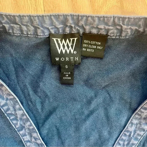 2 Cardigans from The Worth Collection, Blue Cotton, Black Wool, Size Small - Picture 3 of 7